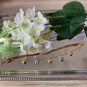 18k Gold-filled Dangling Heart Charm Bracelet